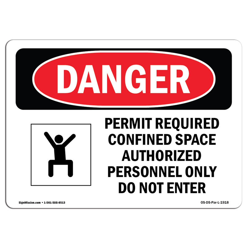 OSHA Danger Sign, 12" H x 18" W x 0.1" D