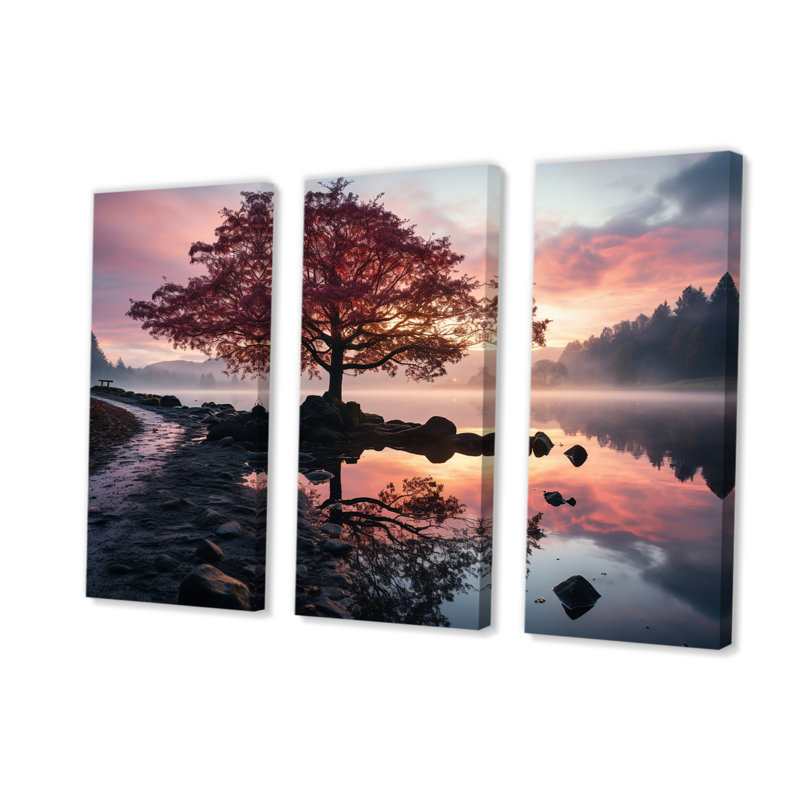 «Lake Serenity Pastel Sunrise In Autumn I», reproduction d'art sur toile, H 32 po x l 48 po x P 1 po