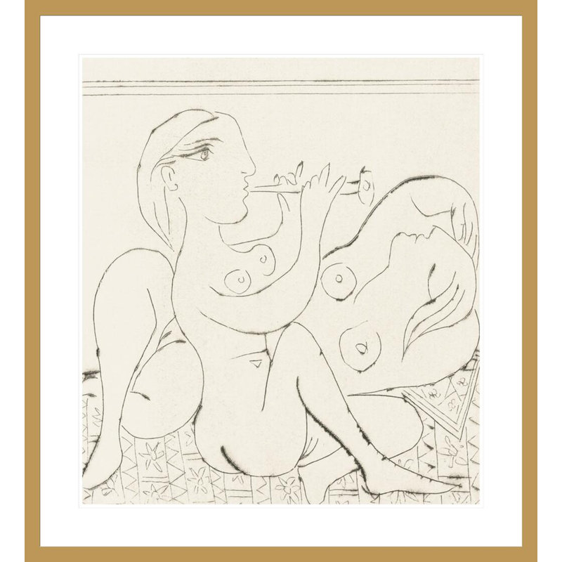 «Flutiste et dormeuse II» par Pablo Picasso, impression giclée encadrée, H 36,71 po x l 33,5 po