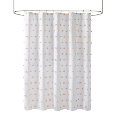 Cotton Jacquard Pom Pom Shower Curtain 1Pcs