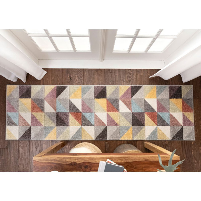 Whoa! Geometric Synthetic Area Rug, Runner 67 x 220cm