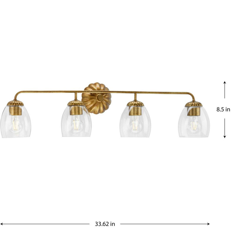 Quillan Gold Ombre 4-Light Vanity Light with Clear Glass Shades