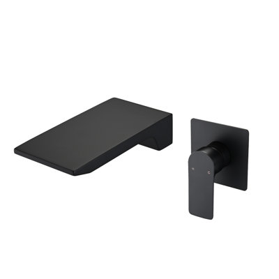 Robinet mural cascade noir mat - Acier inoxydable, valve en céramique pour lavabo et baignoire élégants, résistants à la corrosion, contrôle efficace de l'eau