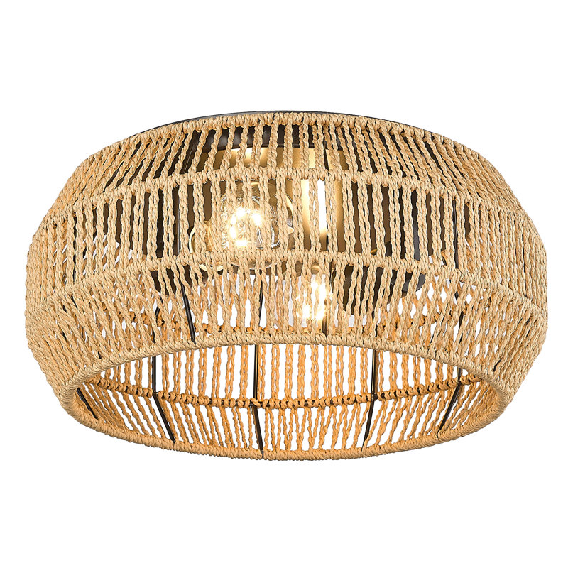 Plafonnier encastré 2 lumières 14,125 po Lanny, Noir/naturel