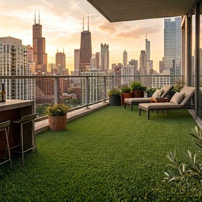 Yescom EZ-Valee 3ftx50ft Balcony Turf 1.38 Inch Realistic Autumn Green Grass Easy Set-Up with Drainage Holes for Penthouse Condo Patio