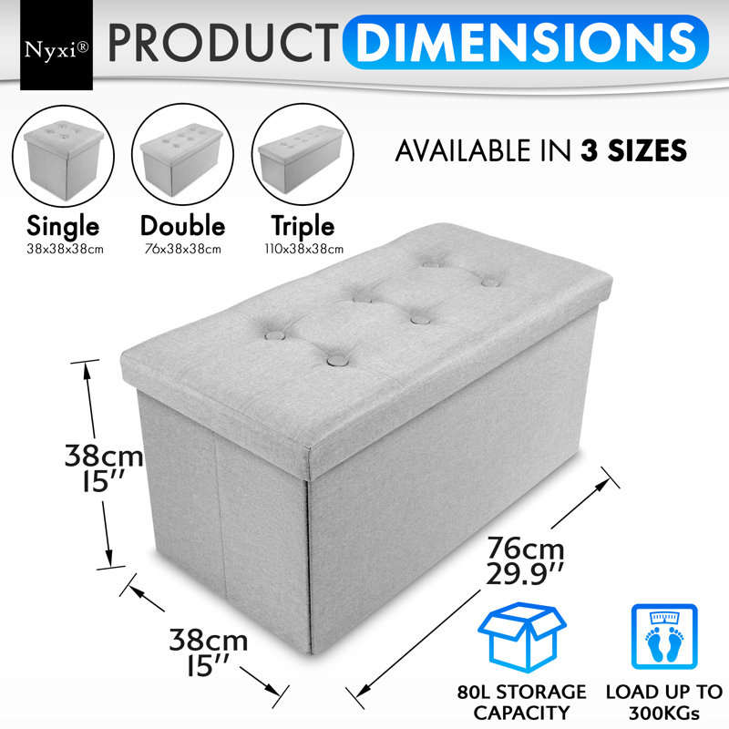 76cm Wide Standard Ottoman, Polyester, Light Grey