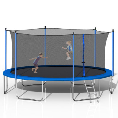 14FT Trampoline With Safety Enclosure Net, Heavy Duty Jumping Mat And Spring Cover Padding For Kids And Adults