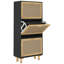 Shoe Cabinet 52x25x115 cm Engineered Wood&Natural Rattan-2110737247
