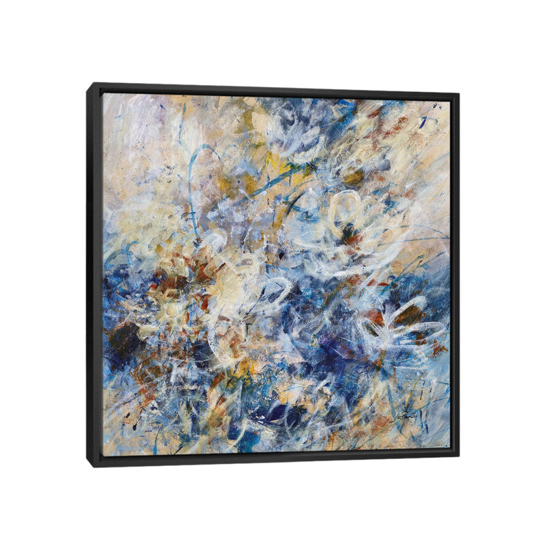 Spanish Floral - Wall Art Print - Framed Canvas, Black, 18" H x 18" W