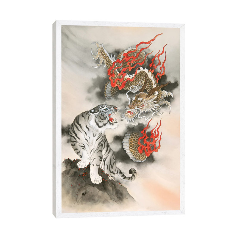 Guardians of the East and West 1 Piece Painting on Canvas, 66.04 cm H x 45.72 cm W, White Framed