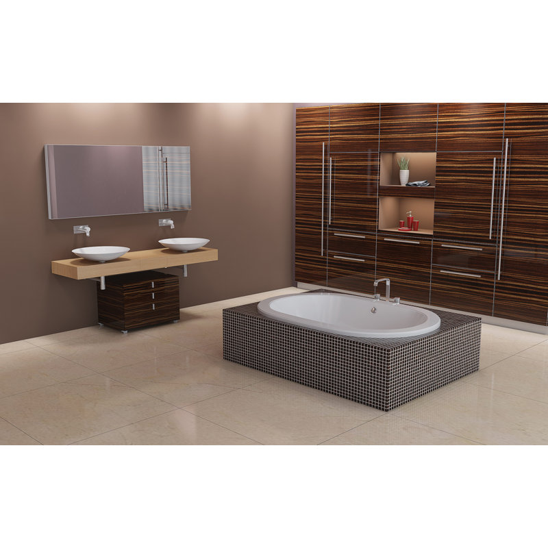Waikki 66" x 44" Drop In Combination Acrylic Bathtub, Biscuit