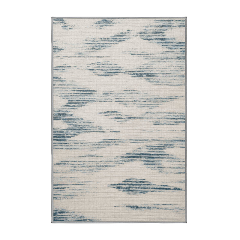 Machine Washable Abstract Gray Area Rug, Rectangle 5' x 8'