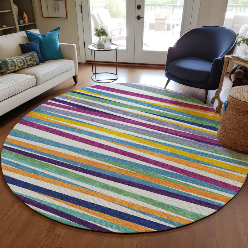 Liora White Washable Indoor-Outdoor Rug - , 8' x 8'