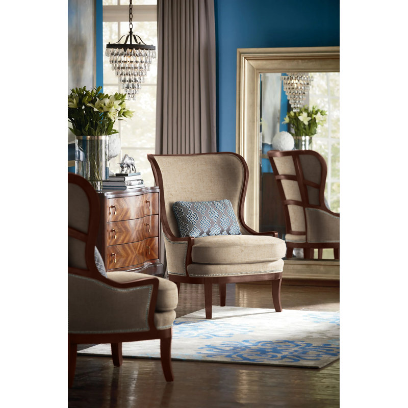 Lawson Wingback Chair, Nickel, Alabaster (3157 73), Walnut