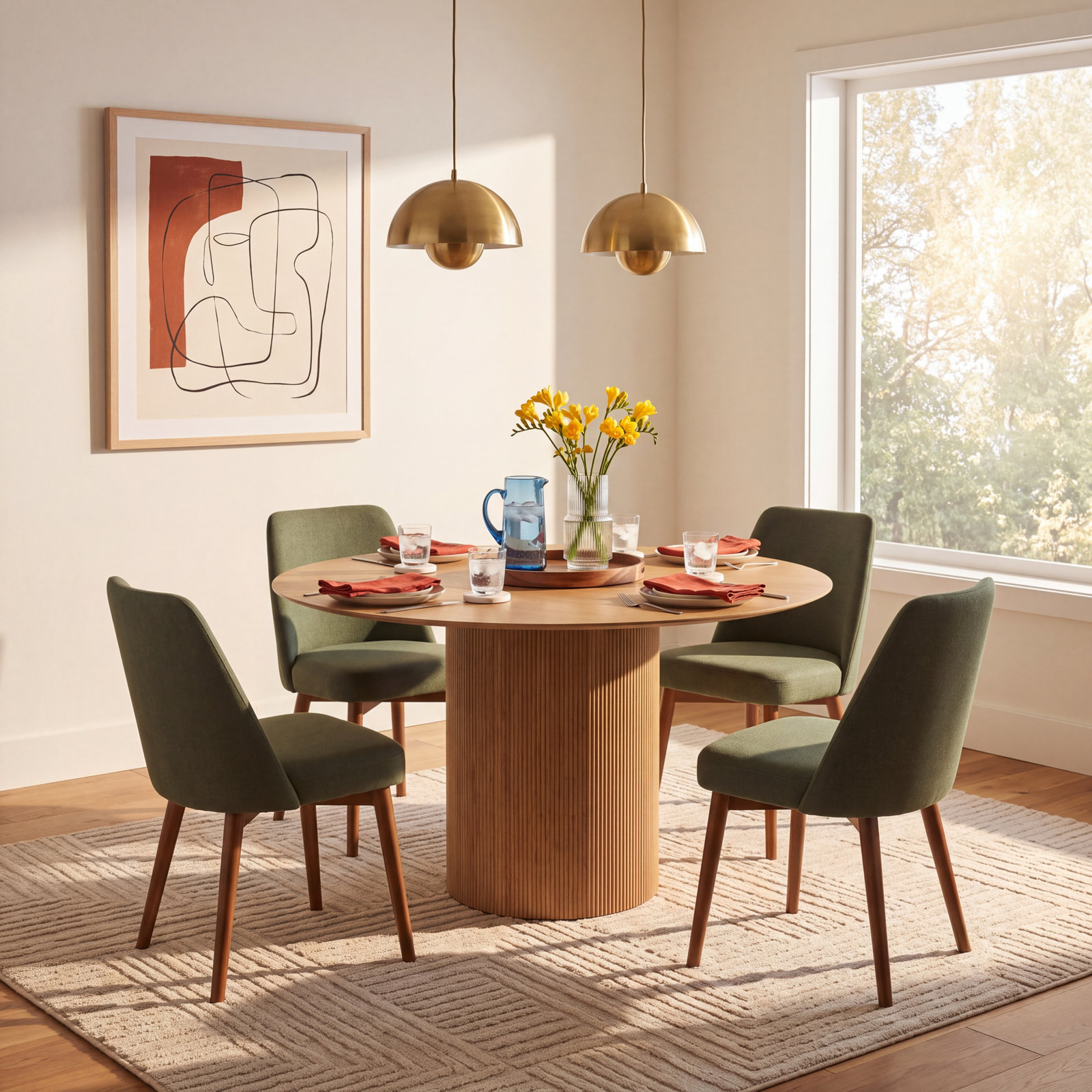 Dining Table, 30" H x 45.28" L x 45.28" W, Natural