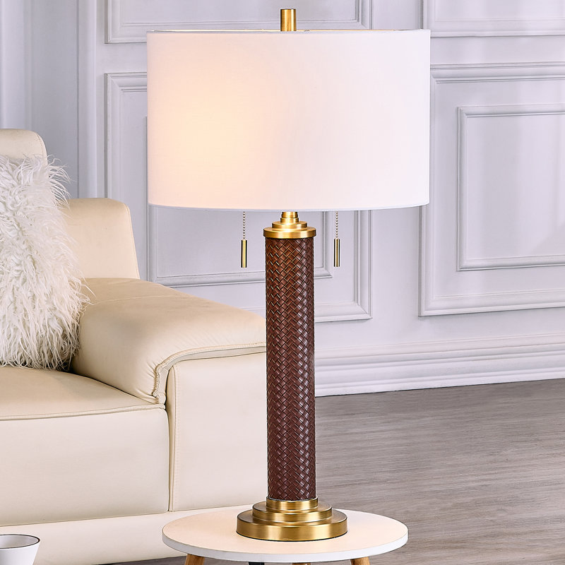 32.5" Metal Table Lamp With White Shade