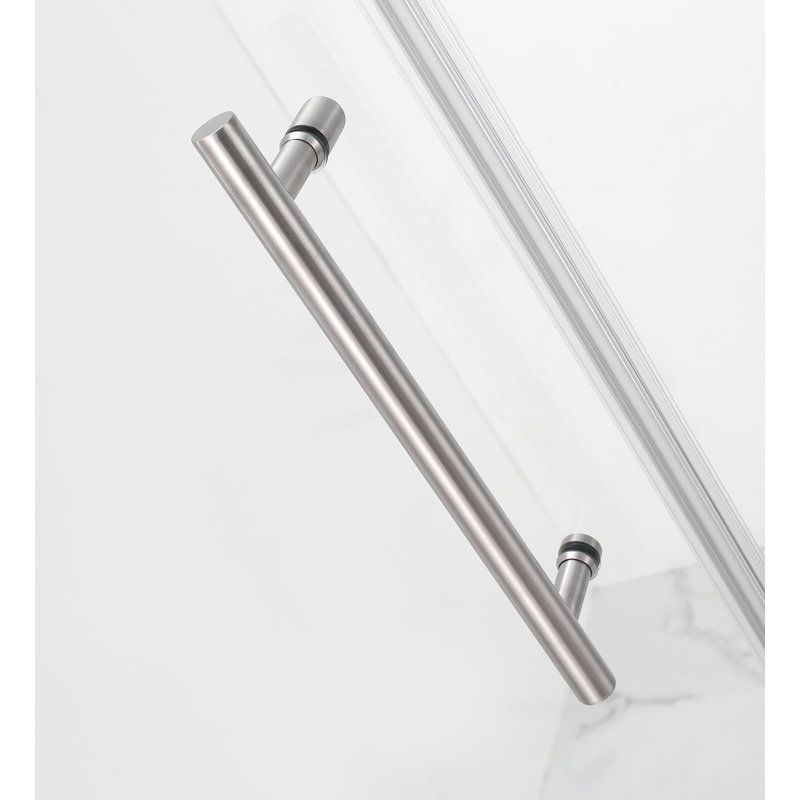 Bromley 72" Frameless Clear Glass Shower Enclosure with Stainless Steel Hardware