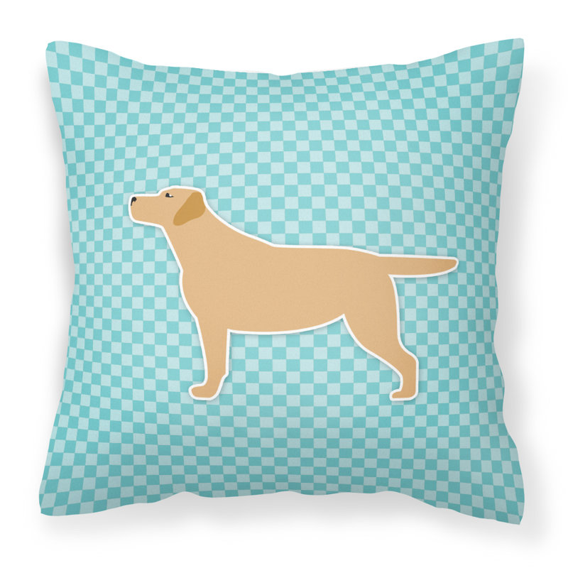 Coussin intérieur/extérieur carré labrador, H 18 po x l 18 po x P 3 po, Brun et bleu
