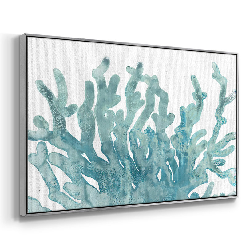 Toile tendue avec châssis Blue Macro Coral III, H 27 po x l 41 po x P 2 po, Argent