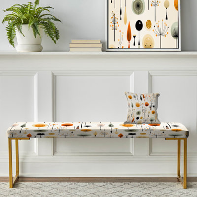 Danish Modern Sophistication - Midcentury Upholstered Gold Bench