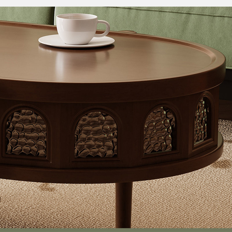French Vintage Oval Storage Coffee Table