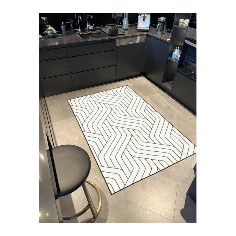 Tapis tissé rayé à base nouée et lavable, Carré 3 pi 3 po