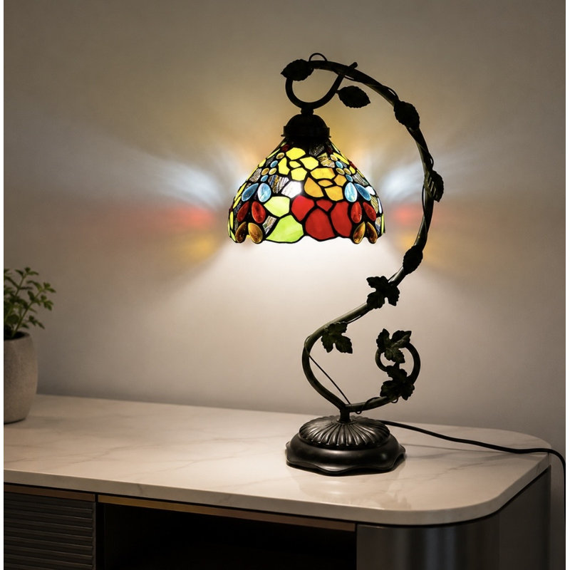 Belle lampe de chevet en mosaïque en verre coloré Tiffany