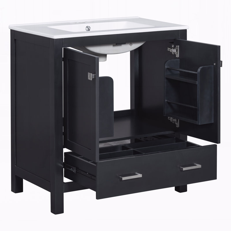 Meuble-lavabo 30 po avec lavabo simple, Noir
