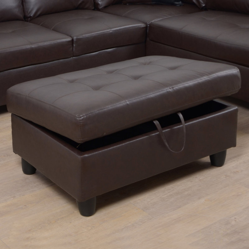Ensemble de canapé modulaire 3 pièces avec méridienne en similicuir et repose-pieds avec rangement gratuit pour les salons modernes
