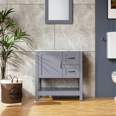 30In Gray Bathroom Vanity W/ Mirror And Top Only