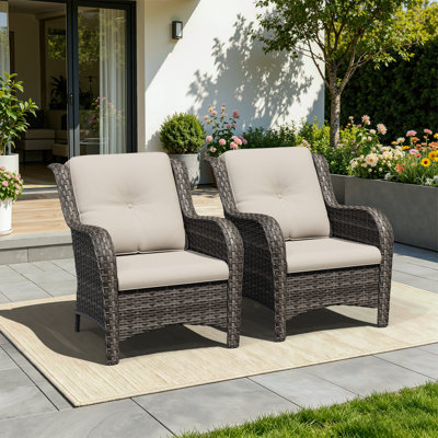 Patio Outdoor Wicker Lounge Chairs Set of 2