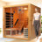 Smartmak® Dual System 2-3 Person Wooden Steam Sauna Room with 220V, 6 KW Toule Stove Heater, Luxurious Indoor Infrared Sauna Home with 8 Upgraded Heaters, Canadian Helmock, 71" L x 71" W x 75" H