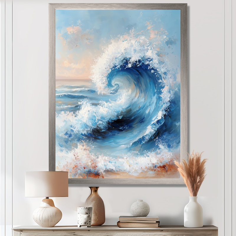 Ayo - art mural toile côtière, Argent argent, H 32 po x l 24 po, Picture Framed