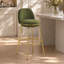 Tabouret de bar 37,8 pouces de luxe moderne vert avec cadre doré poli et repose-pieds rond - ensemble de 2