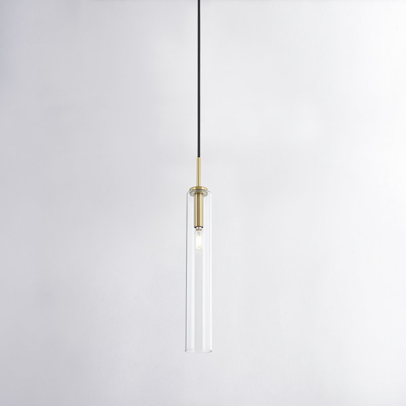 Nyah Aged Brass and Clear Glass 1-Light Pendant