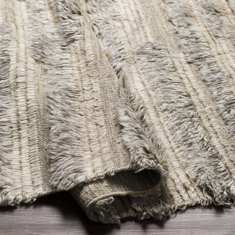 Timi Wool Area Rug in Beige, Rectangle 6' x 9'