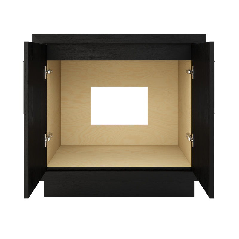 Meuble-lavabo simple Avalon, Noir classique, 36", Chrome poli
