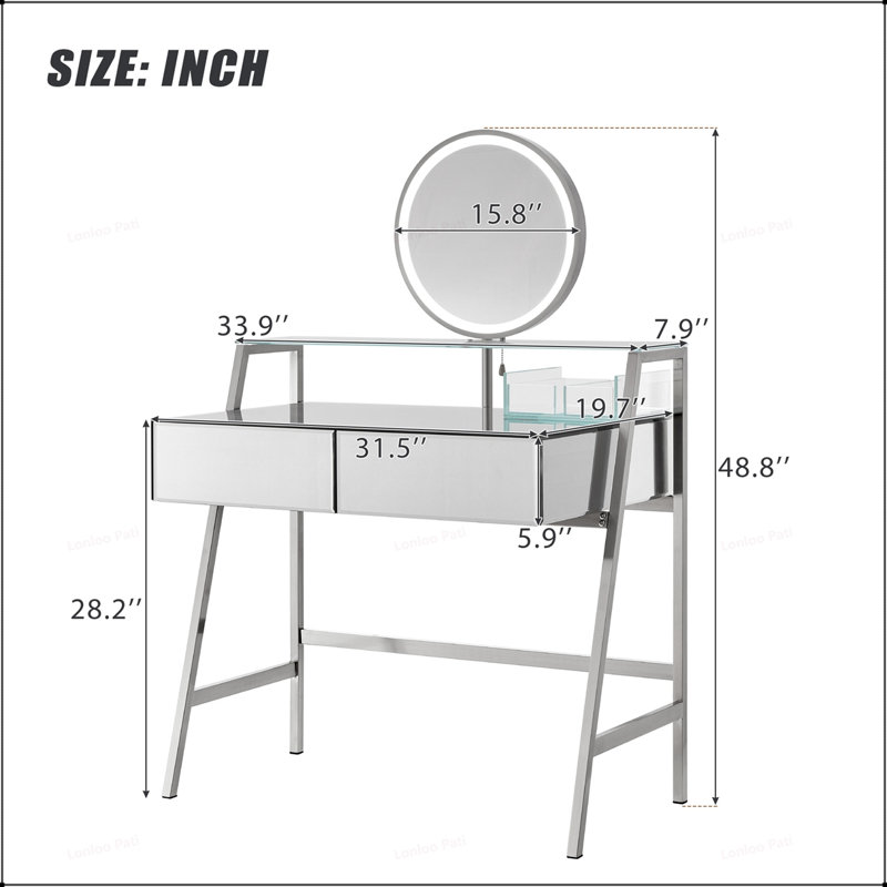 Bureau de coiffeuse à maquillage chic avec fonctions multiples pour la chambre à coucher