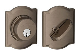 Single Cylinder Deadbolt with Camelot Trim, Matte Black