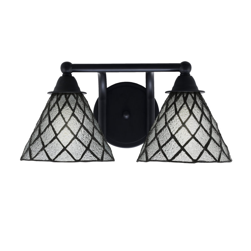 Paramount 2 Light Bath Bar Shown In Matte Black Finish With 7" Diamond Ice Art Glass