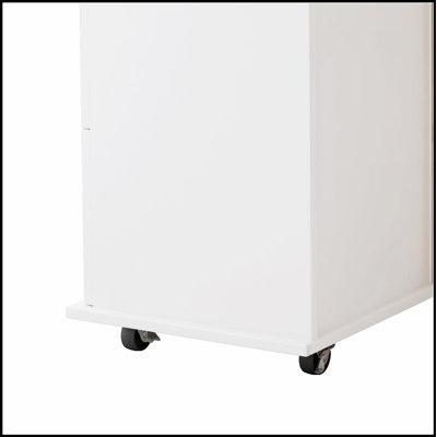 Chariot d'îlot de cuisine durable avec armoire à 2 portes, trois tiroirs et support à épices pour un rangement et une mobilité accrus