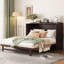 Grand lit escamotable, armoire-lit en bois de pin avec décoration en rotin et tiroir de rangement, espresso-1488898168