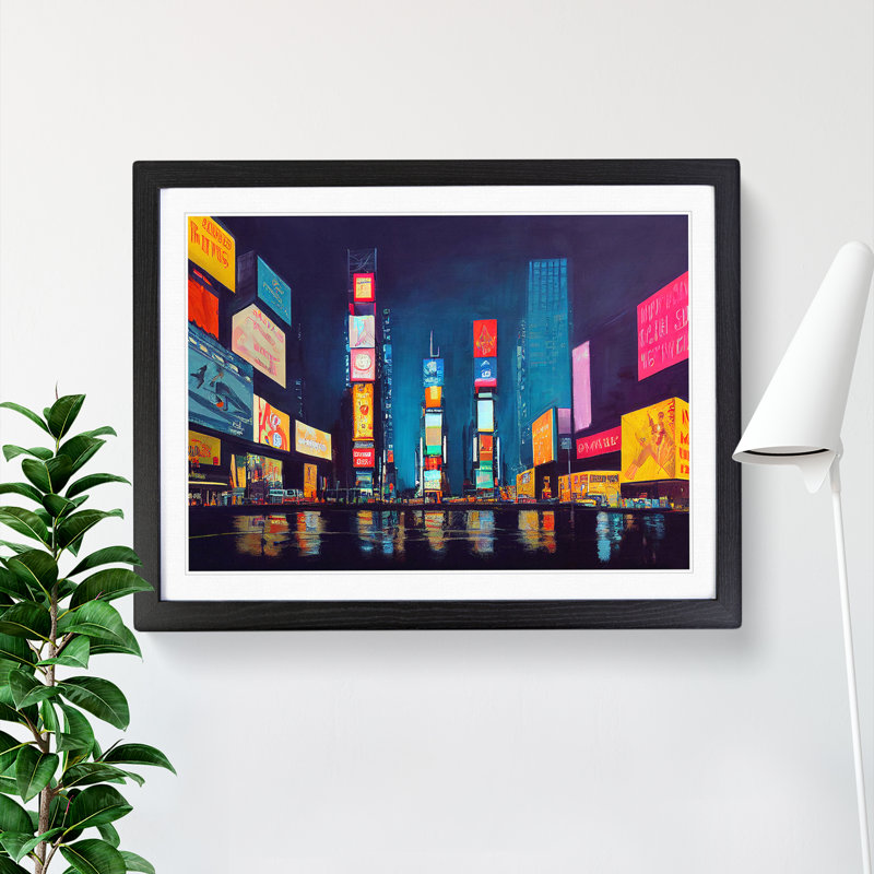 New York City Times Square Vol.5 - Single Picture Frame Print, Black , 46cm H x 64cm W