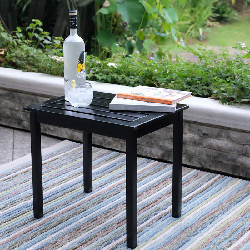 Cineraria Rectangular Solid Wood Outdoor Side Table , 20 " W 15 " D, Black