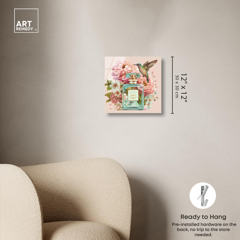 «Hummingbird Perfume Bloom Glam Art», reproduction d'art par Art Remedy, H 12 po x l 12 po