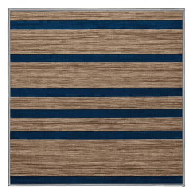 Tapis gris à rayures horizontales lavable à la machine