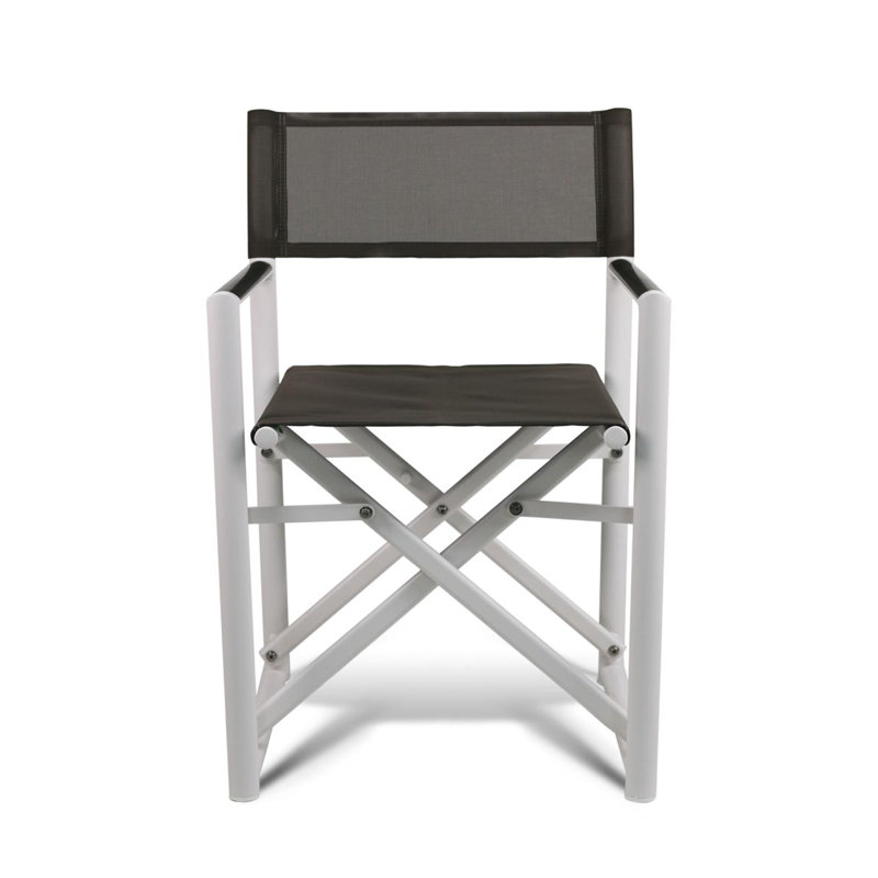 Campaign Folding Armchair, White/Taupe