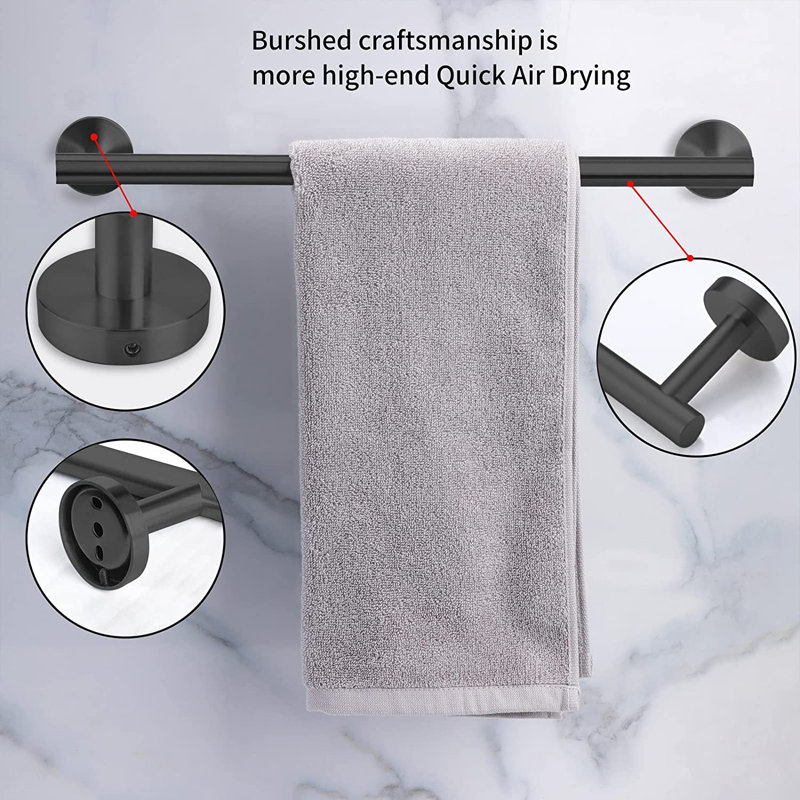 Ensemble de quincaillerie de salle de bain 6 pièces, Noir mat