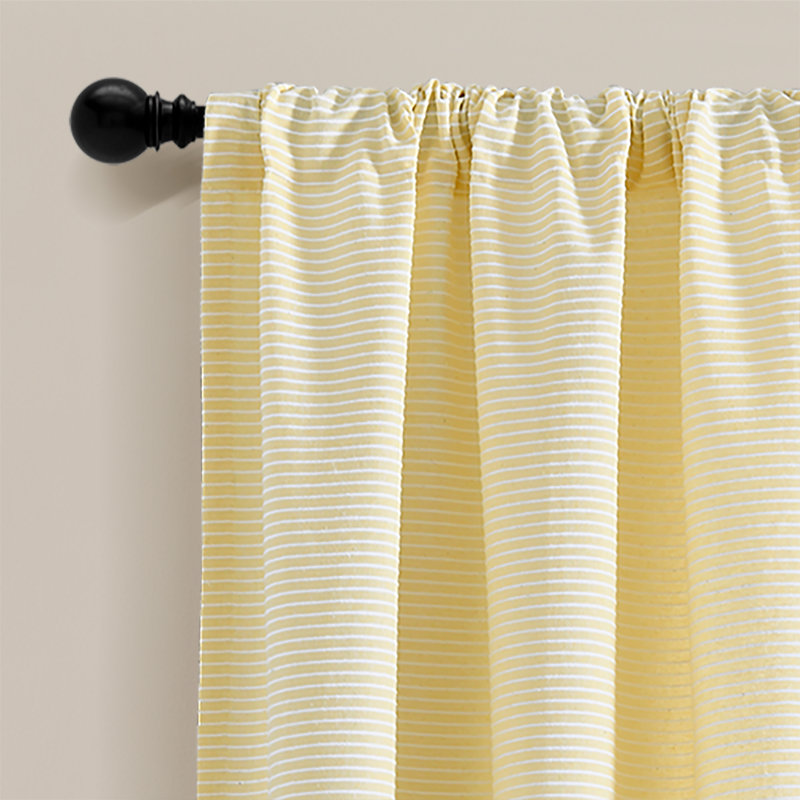 Cotton Blend Semi Sheer Curtain Pair, Yellow