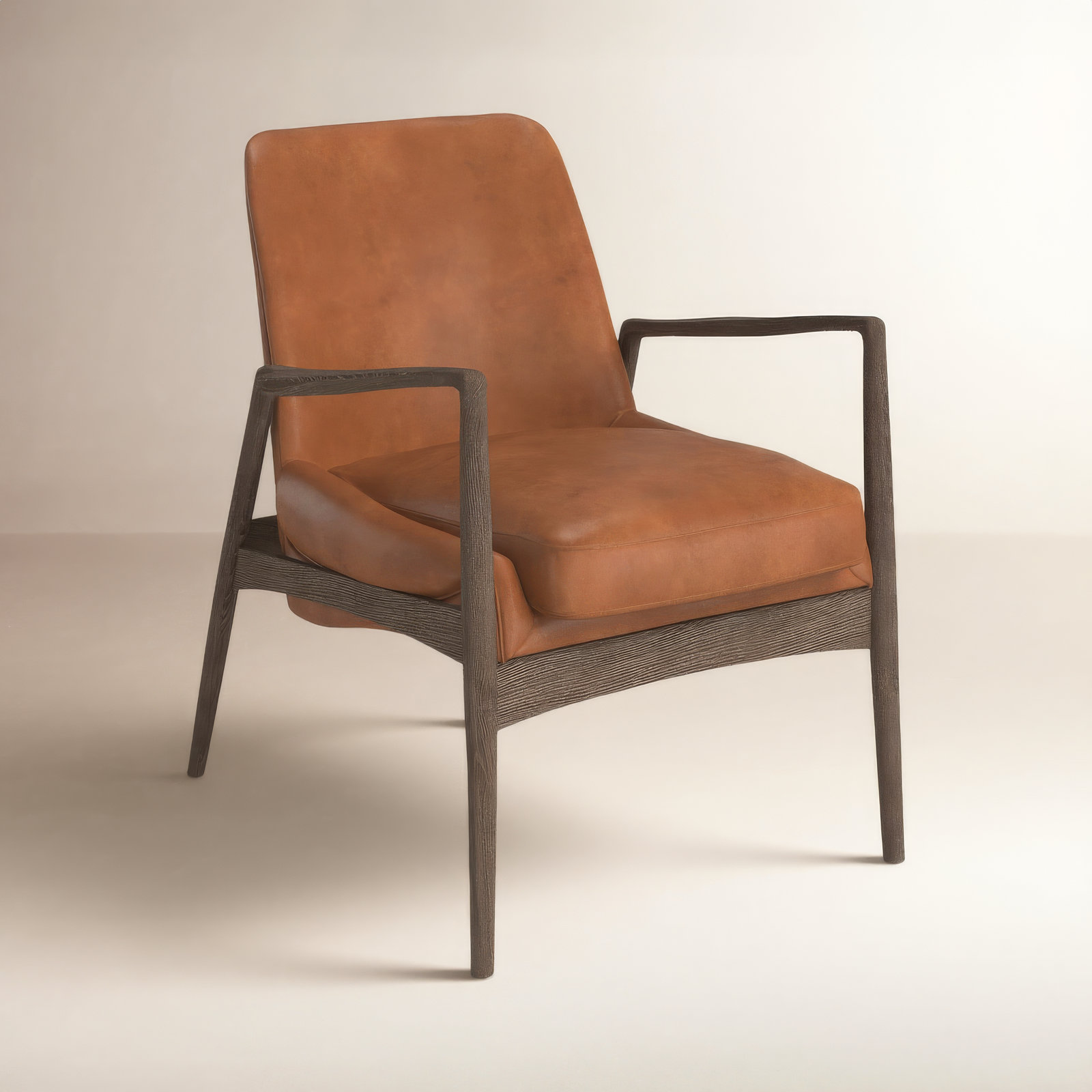 Bogota Genuine Leather Armchair, Brandy Genuine Leather